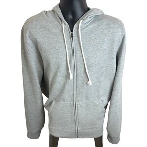 J Crew Authentic Fleece Full Zip Hoodie Sweatshirt Heather Gray Mens XL